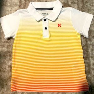 Hurley Yellow and Orange Striped Dri-Fit Collared Shirt Sz 2T LIKE NEW